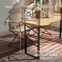 Outsunny Folding Picnic Table w/ Adjustable Heights, Camping Table, Natural(m-4)