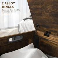 HOMCOM 39.4" Storage Trunk w/ 2 Safety Hinges, Wooden Storage Bench w/ Side Handles, Storage Chest for Playroom, Rustic Brown(m-5)