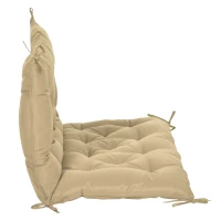 Outsunny 2-Seater Garden Bench Cushion Swing Chair Mat Replacement with Backrest, for Indoor and Outdoor, 39.4"x38.6", Khaki(m-10)
