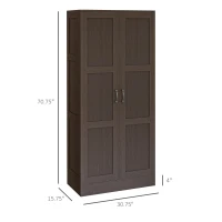 HOMCOM Storage Cabinet w/ Storage Shelves, Pantry Cabinet, Coffee(m-3)