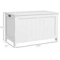 HOMCOM 29.9" Storage Trunk w/ 2 Safety Hinges, Wooden Storage Bench w/ Side Handles, Storage Chest for Playroom, White(m-3)