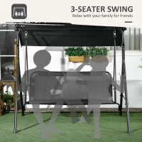 Outsunny 3-Seat Outdoor Patio Swing Chair w/ Cushion, Steel Frame Stand, Adjustable Tilt Canopy for Patio, Garden, Black 1(m-6)