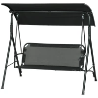 Outsunny 3-Seat Outdoor Patio Swing Chair w/ Cushion, Steel Frame Stand, Adjustable Tilt Canopy for Patio, Garden, Black 1(m-1)