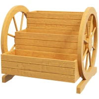 Outsunny Wooden Wagon Planter Box, 3-Tier Raised Garden Bed, for Vegetables Flowers Herbs, 24" x 24" x 22"(m-2)