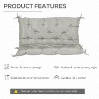 Outsunny 2-Seater Garden Bench Cushion Swing Chair Mat Replacement with Backrest, for Indoor and Outdoor, 39.4"x38.6", Grey(m-5)