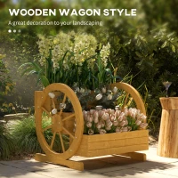 Outsunny Wooden Wagon Planter Box, 3-Tier Raised Garden Bed, for Vegetables Flowers Herbs, 24" x 24" x 22"(m-4)