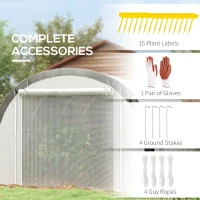 Outsunny Walk-in Tunnel Greenhouse with Upgraded Structure, Mesh Door and Windows, Warm Tent Plant House, White(m-8)