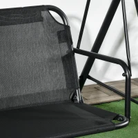 Outsunny 3-Seat Outdoor Patio Swing Chair w/ Cushion, Steel Frame Stand, Adjustable Tilt Canopy for Patio, Garden, Black 1(m-7)