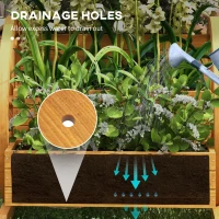 Outsunny Wooden Wagon Planter Box, 3-Tier Raised Garden Bed, for Vegetables Flowers Herbs, 24" x 24" x 22"(m-5)