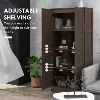 HOMCOM Storage Cabinet w/ Storage Shelves, Pantry Cabinet, Coffee(m-7)