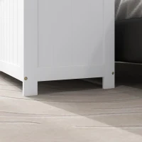 HOMCOM 39.4" Storage Trunk w/ 2 Safety Hinges, Wooden Storage Bench w/ Side Handles, Storage Chest for Playroom, White(m-9)