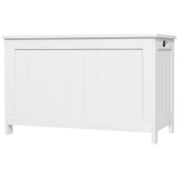 HOMCOM 29.9" Storage Trunk w/ 2 Safety Hinges, Wooden Storage Bench w/ Side Handles, Storage Chest for Playroom, White(m-1)