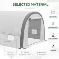 Outsunny Walk-in Tunnel Greenhouse with Upgraded Structure, Mesh Door and Windows, Warm Tent Plant House, White(m-6)
