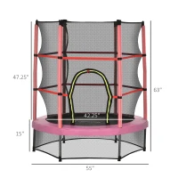 Outsunny Φ5FT Kids Trampoline with Enclosure Net for Age 3 to 6 Years Pink(m-3)
