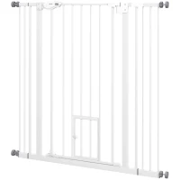 PawHut 41" Easy Open Indoor Dog Gates for Doorways, House, Stair - White(m-2)