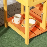 Outsunny Mud Kitchen for Kids Outdoor Kitchen Playset w/ Realistic Kitchen Toys, Faucet Sink Storage Shelves for Ages 3-8 Years(m-8)