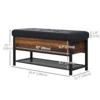 HOMCOM Shoe Storage with Seat, Upholstered Hallway Bench, Shoe Bench with Flip Top and Hidden Space for 4 Pairs of Shoes(m-3)