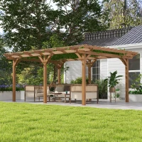 Outsunny 12' x 16' Outdoor Pergola Grape Trellis, Wood Gazebo for Climbing Plants at Garden, Patio, Backyard, Deck, Brown(m-2)