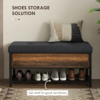 HOMCOM Shoe Storage with Seat, Upholstered Hallway Bench, Shoe Bench with Flip Top and Hidden Space for 4 Pairs of Shoes(m-5)