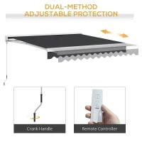 Outsunny 10' x 8' Motorized Awning, Electric Retractable Awning with Remote Controller, Aluminum Frame for Patio Door Window(m-4)