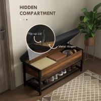 HOMCOM Shoe Storage with Seat, Upholstered Hallway Bench, Shoe Bench with Flip Top and Hidden Space for 4 Pairs of Shoes(m-4)