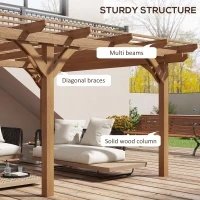 Outsunny 12' x 16' Outdoor Pergola Grape Trellis, Wood Gazebo for Climbing Plants at Garden, Patio, Backyard, Deck, Brown(m-4)
