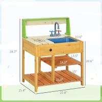 Outsunny Mud Kitchen for Kids Outdoor Kitchen Playset w/ Realistic Kitchen Toys, Faucet Sink Storage Shelves for Ages 3-8 Years(m-3)