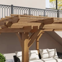 Outsunny 12' x 16' Outdoor Pergola Grape Trellis, Wood Gazebo for Climbing Plants at Garden, Patio, Backyard, Deck, Brown(m-8)