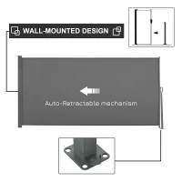 Outsunny Patio Outdoor Folding Retractable Side Awning Privacy Screen with Resistance to UV Rays & Wind, 118" x 63", Light Grey(m-4)