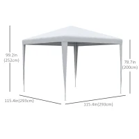 Outsunny 9' x 9' Portable Canopy Party Tent Gazebo Outdoor Sunshade for Weddings Parties with Dressed Legs, White(m-3)