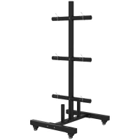 Soozier 2 Inch Weight Plate Rack, Plate Rack Holder For Olympic Weight Plates and Bars, with 4 Transport Wheels and 6 Fasten Clamps, 440 lbs. Capacity, Black(m-1)