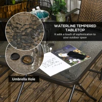 Outsunny 5 Pieces Patio Table and Chairs, Foldable Wicker Outdoor Dining Table Set with Umbrella Hole, Dark Brown(m-6)