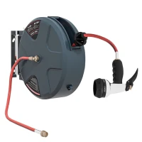 Outsunny 1/2" 49ft Retractable Hose Reel with 8 Pattern Hose Nozzle, Any Length Lock, Auto Rewind System & 180° Swivel Bracket(m-2)