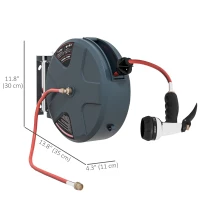 Outsunny 1/2" 49ft Retractable Hose Reel with 8 Pattern Hose Nozzle, Any Length Lock, Auto Rewind System & 180° Swivel Bracket(m-3)