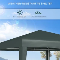 Outsunny 9' x 9' Portable Canopy Party Tent Gazebo Outdoor Sunshade for Weddings Parties with Dressed Legs, Dark Green(m-4)