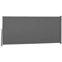 Outsunny Patio Outdoor Folding Retractable Side Awning Privacy Screen with Resistance to UV Rays & Wind, 118" x 63", Light Grey(m-2)