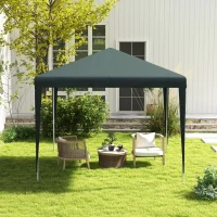 Outsunny 9' x 9' Portable Canopy Party Tent Gazebo Outdoor Sunshade for Weddings Parties with Dressed Legs, Dark Green(m-7)