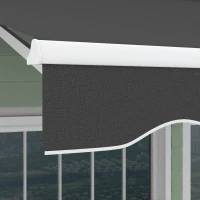 Outsunny 12'x10' Electric Retractable Awning, UV Protection Sun Shade Shelter w/ Remote Controller for Deck Balcony Yard, Grey(m-8)