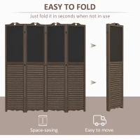 HOMCOM Wooden Room Divider with Blackboard, 4 Panel Folding Privacy Screen for Home Office, 5.5', Walnut Brown(m-4)