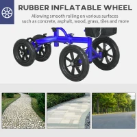 HOMCOM Adjustable Steerable Knee Walker, Foldable Knee Scooter with Rubber Wheels, Dual Brake, Crutch Alternative, Blue(m-5)
