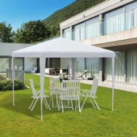 Outsunny 9' x 9' Portable Canopy Party Tent Gazebo Outdoor Sunshade for Weddings Parties with Dressed Legs, White(m-7)