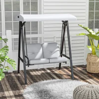 Outsunny 2-Seater Outdoor Porch Swing with Adjustable Canopy, Patio Swing Chair for Garden, Poolside, Backyard, Light Gray(m-2)