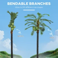 Outsunny 8' Artificial Light Up Palm Tree Lighted Tropical Fake Tree with Remote 350 Lights 5 Coconuts for Outdoor Indoor Green(m-8)