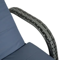 Outsunny Wicker Chaise Lounger 2 PC with Cushion Pillow Headrest Armrests and Wheels for Garden and Pool Gray(m-9)