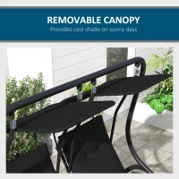 Outsunny 2-Seater Outdoor Porch Swing with Canopy, Patio Swing Chair for Garden, Poolside, Backyard, Black(m-7)
