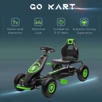 Aosom Ergonomic Pedal Go Kart Kids Ride-on Toy with Tough, Wear-Resistant Tread for Boys & Girls, Ages 5-12, Green(m-8)