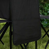 Outsunny Double Camping Chairs for 2 People with Cooler Bag Table Cup Holder Portable Folding Lawn Chair with Carrying Bag Black(m-10)