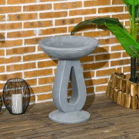Outsunny Outdoor Resin Bird Bath, 20.1" Tall Birdbath with Stone Look, Standing Bird Feeder for Garden, Yard, Patio(m-1)