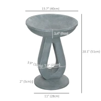 Outsunny Outdoor Resin Bird Bath, 20.1" Tall Birdbath with Stone Look, Standing Bird Feeder for Garden, Yard, Patio(m-3)