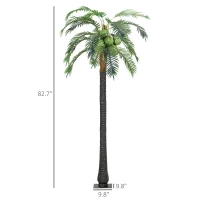 Outsunny 7' Artificial Light Up Palm Tree Lighted Tropical Fake Tree with Remote 280 Lights 5 Coconuts for Outdoor Indoor Green(m-3)